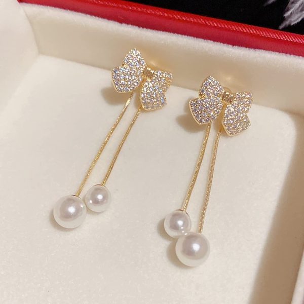Elegant Bow Style Zircon Earrings