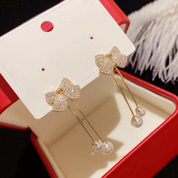 Elegant Bow Style Zircon Earrings