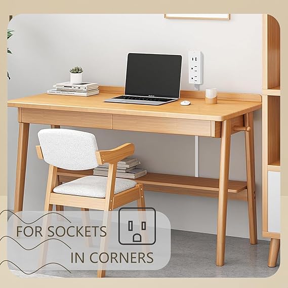 USB-A, USB-C, and 2 AC Outlets, 180° Rotating Power Socket Extender