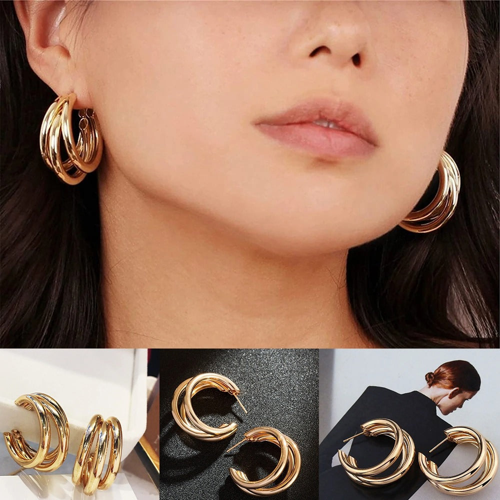 Punk Oval Hoop Earrings