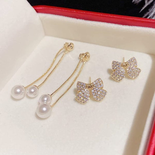 Elegant Bow Style Zircon Earrings