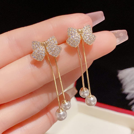 Elegant Bow Style Zircon Earrings