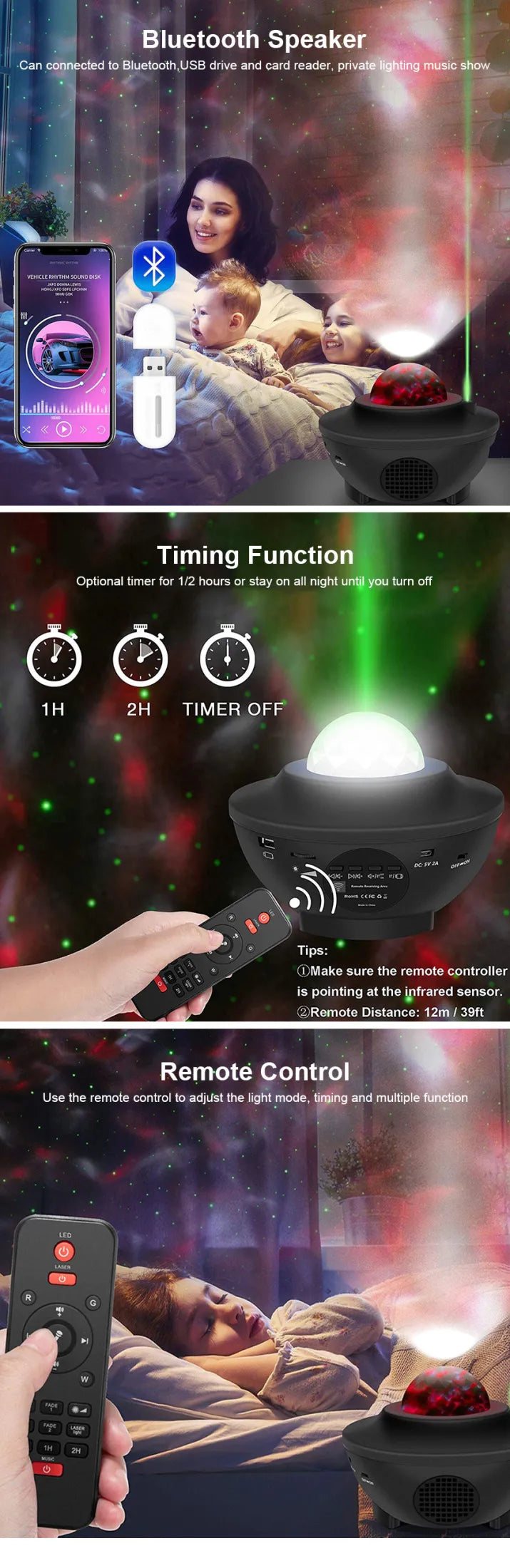 Galaxy Starry Light Projector Bluetooth Lamp with 21 Lighting Modes